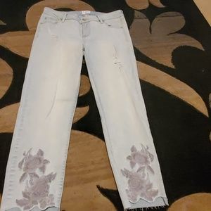 Celebrity pink embroidered jeans